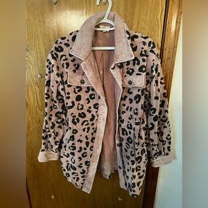 Corduroy leopard shacket
